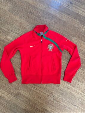 Nike Kids Portugal Soccer Track Jacket Full Zip Red Green Youth M 10/12